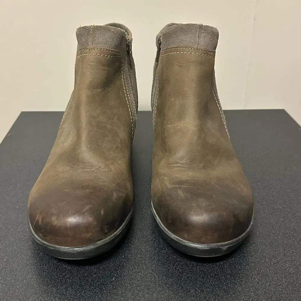 Keen Wedge Zip Leather Comfort Ankle Booties Boots Womens Size 10 Brown